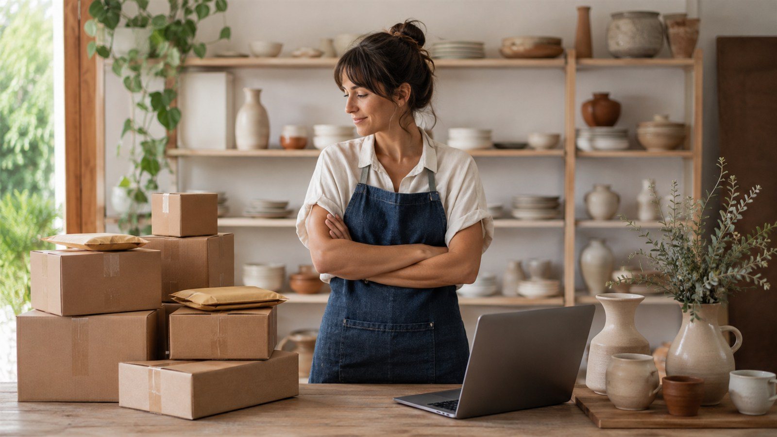 Marketplace vs. ecommerce: diferencias para elegir el canal de venta adecuado — Imagen 1 Artesana comparando la venta en marketplace y en tienda online propia
